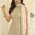 White georgette free size stitched suit with embroidery & zarkan work