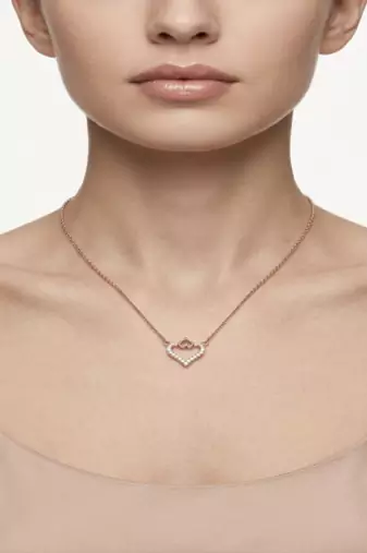 925 Sterling Silver Rose Gold Plated Double Heart Pendant Necklace Set  with Cubic Zircon