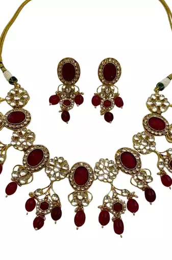 The ruby floral kundan necklace set