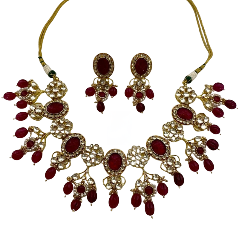 The ruby floral kundan necklace set