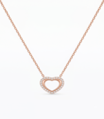 925 Sterling Silver Rose Gold Plated Open Heart Necklace with Cubic Zirconia