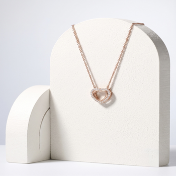 925 Sterling Silver Rose Gold Plated Open Heart Pendant Necklace Set  with Cubic Zircon 3