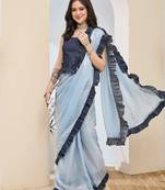 Solid silk blend ready to wear saree
