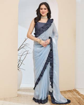 Solid silk blend ready to wear saree 2