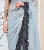 Solid silk blend ready to wear saree