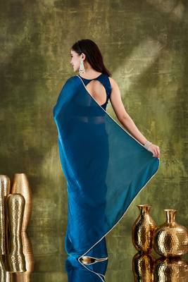 Solid silk blend ready to wear saree 2