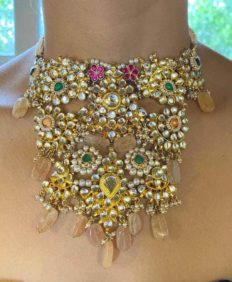 The grand floral multi-color kundan necklace & earring sets