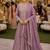 Graceful embroidered lavender chinon silk anarkali gown set with palazzo & dupatta