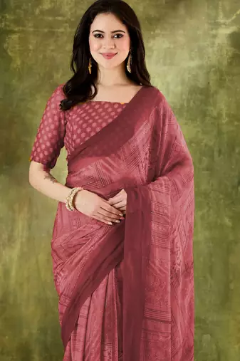 rama floral zari printed  chiffon ready to wear saree
