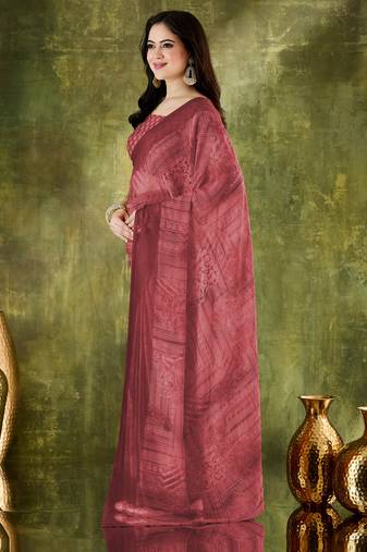 rama floral zari printed  chiffon ready to wear saree