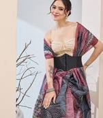 Multi kalamkari design silk blend ready to wear saree