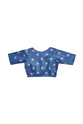 Blue warli desing silk blend ready to wear saree 3