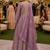 Graceful embroidered lavender chinon silk anarkali gown set with palazzo & dupatta