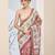 Pink geometric design silk blend ready to wear saree