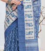 Blue abstrack silk blend ready to wear saree