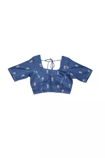Blue abstrack silk blend ready to wear saree
