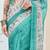 Turquoise abstrack silk blend ready to wear saree
