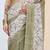 Olive checked design silk blend ready to wear saree