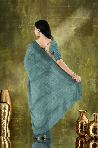 floral zari printed  chiffon ready to wear saree