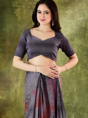 floral zari printed  chiffon ready to wear saree 3