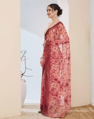 floral zari printed  chiffon ready to wear saree 4