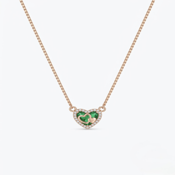 925 Sterling Silver Rose Gold Plated Lucky Clover Heart Pendant Necklace  Set with Green Enamel & Cubic Zircon 1