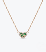 925 Sterling Silver Rose Gold Plated Lucky Clover Heart Necklace with Green Enamel & Cubic Zirconia