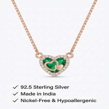 925 Sterling Silver Rose Gold Plated Lucky Clover Heart Pendant Necklace  Set with Green Enamel & Cubic Zircon 5