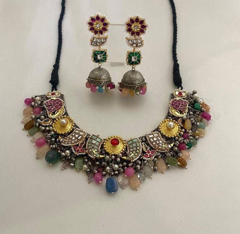 The royal peacock fusion necklace & earring set