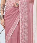 floral zari printed  chiffon ready to wear saree