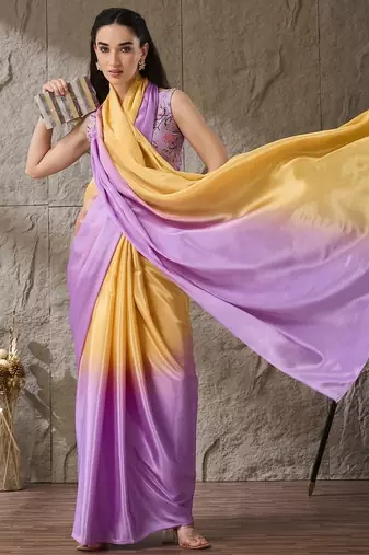 floral zari printed  chiffon ready to wear saree