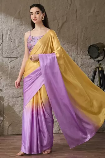 floral zari printed  chiffon ready to wear saree