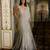 Champagne silver embroidered tissue pre drape saree set
