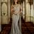 Silver grey embroidered organza pre drape saree set