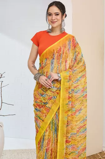 Bandhni printed chiffon ready to wear saree