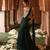 Bottle green embroidered corset georgette drape saree set