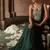 Bottle green embroidered corset georgette drape saree set