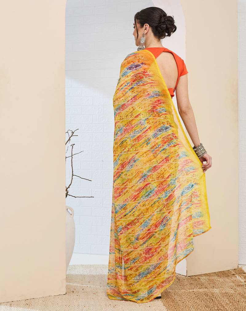 Bandhni printed chiffon ready to wear saree