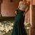 Bottle green embroidered corset georgette drape saree set