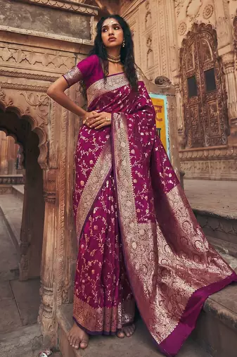 Purple colour art silk saree designer saree with art silk blouse