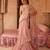 Blush rose pink embroidered tissue drape saree set