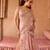 Blush rose pink embroidered tissue drape saree set