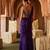 Royal purple embroidered corset cupro silk drape saree set