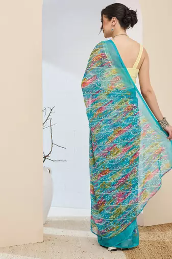 Bandhni printed chiffon ready to wear saree