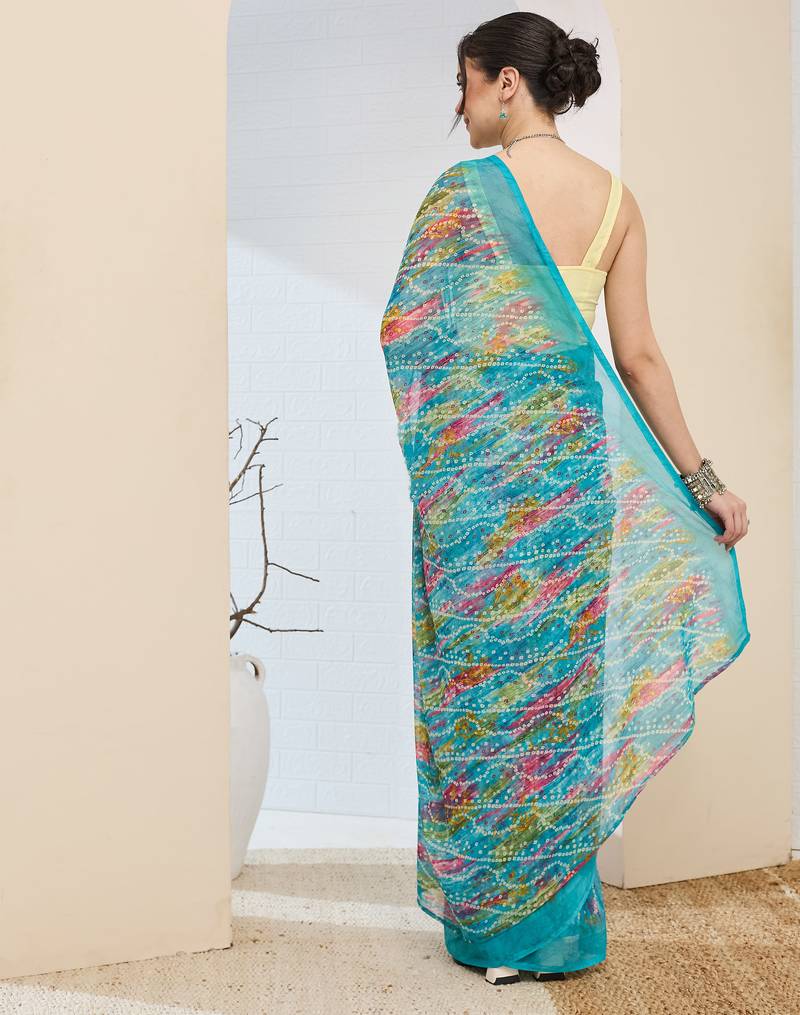 Bandhni printed chiffon ready to wear saree