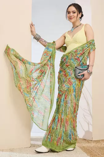 Bandhni printed chiffon ready to wear saree