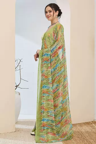 Bandhni printed chiffon ready to wear saree