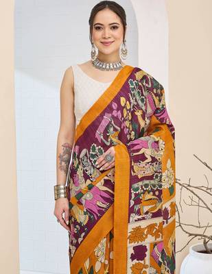 Ethnic design silk blend ready to wear saree 2