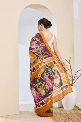 Ethnic design silk blend ready to wear saree 3