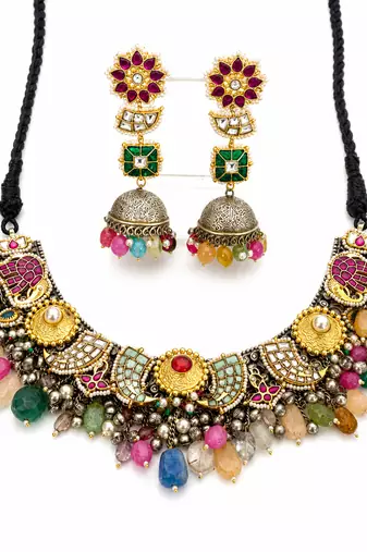 The royal peacock fusion necklace & earring set